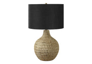 ÉCLAIRAGE - LAMPE DE TABLE 25"H RÉSINE BRUN / ABAT-JOUR NOIR