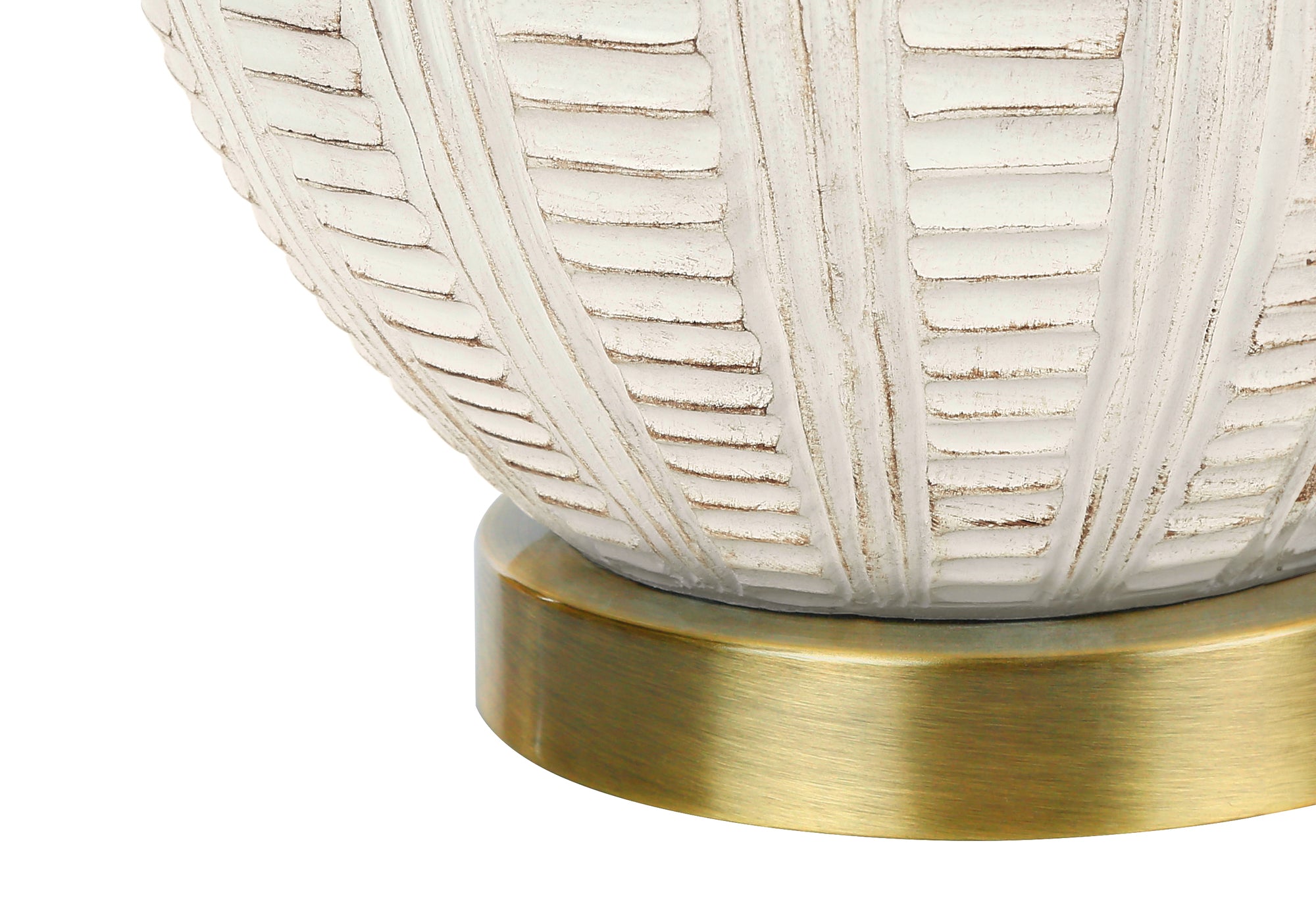 ÉCLAIRAGE - LAMPE DE TABLE 21"H RÉSINE CRÈME / ABAT-JOUR IVOIRE