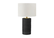 ÉCLAIRAGE - LAMPE DE TABLE 24"H RÉSINE NOIRE / ABAT-JOUR IVOIRE