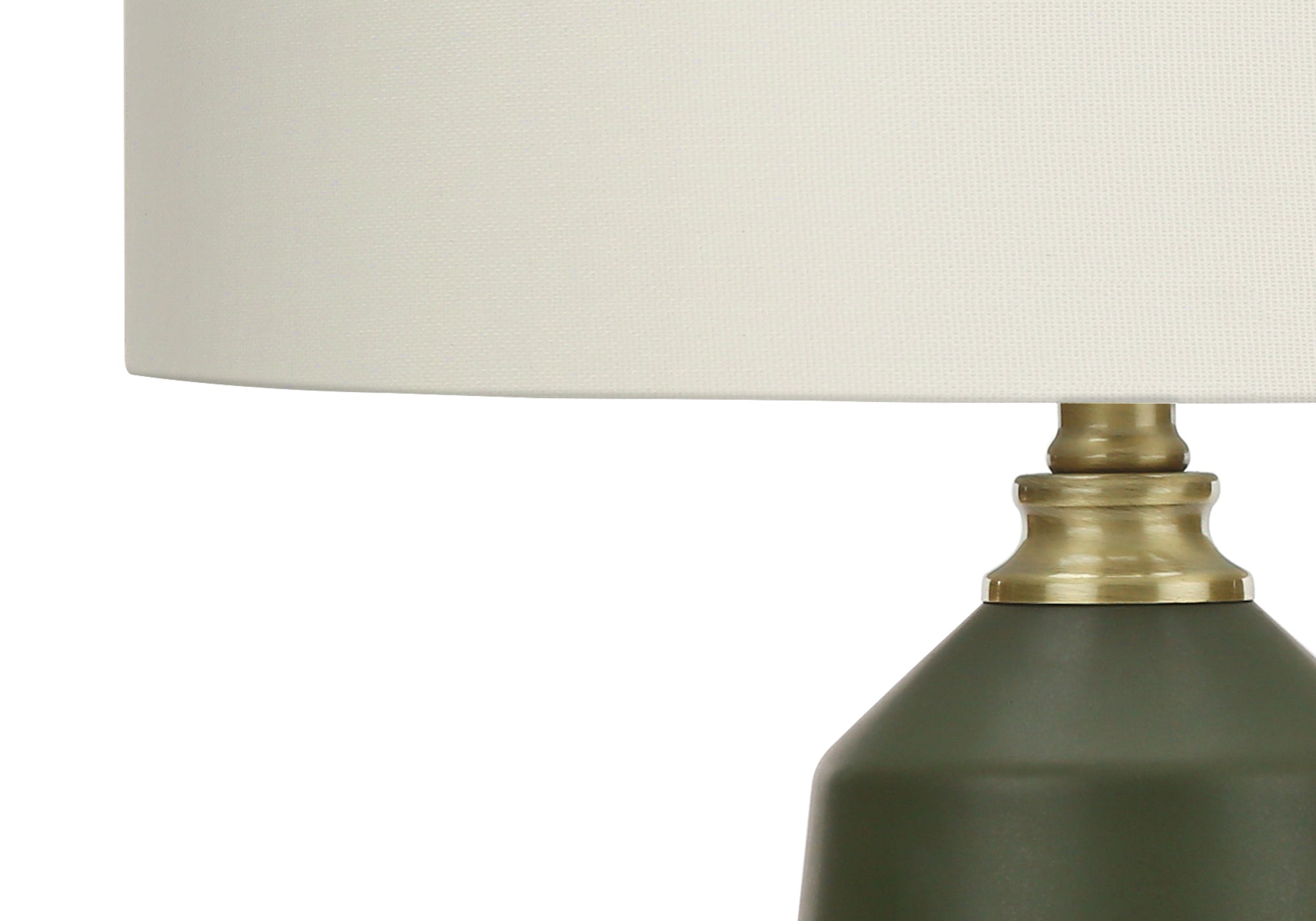 ÉCLAIRAGE - LAMPE DE TABLE 26"H CÉRAMIQUE VERTE / ABAT-JOUR IVOIRE