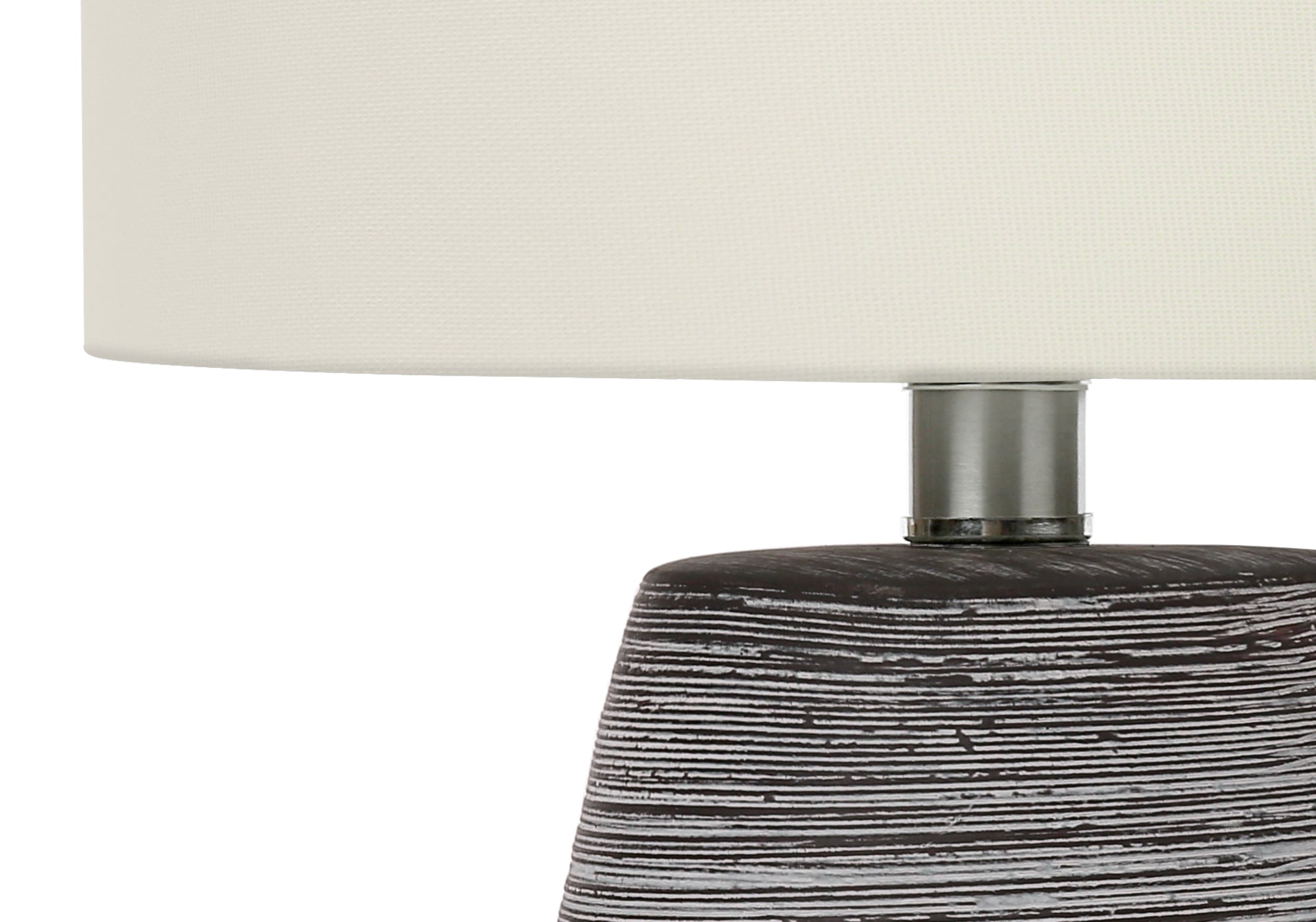 ÉCLAIRAGE - LAMPE DE TABLE 19"H CÉRAMIQUE GRIS / ABAT-JOUR IVOIRE