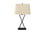 ÉCLAIRAGE - LAMPE DE TABLE 25"H MÉTAL NOIR/Abat-jour BEIGE/USB