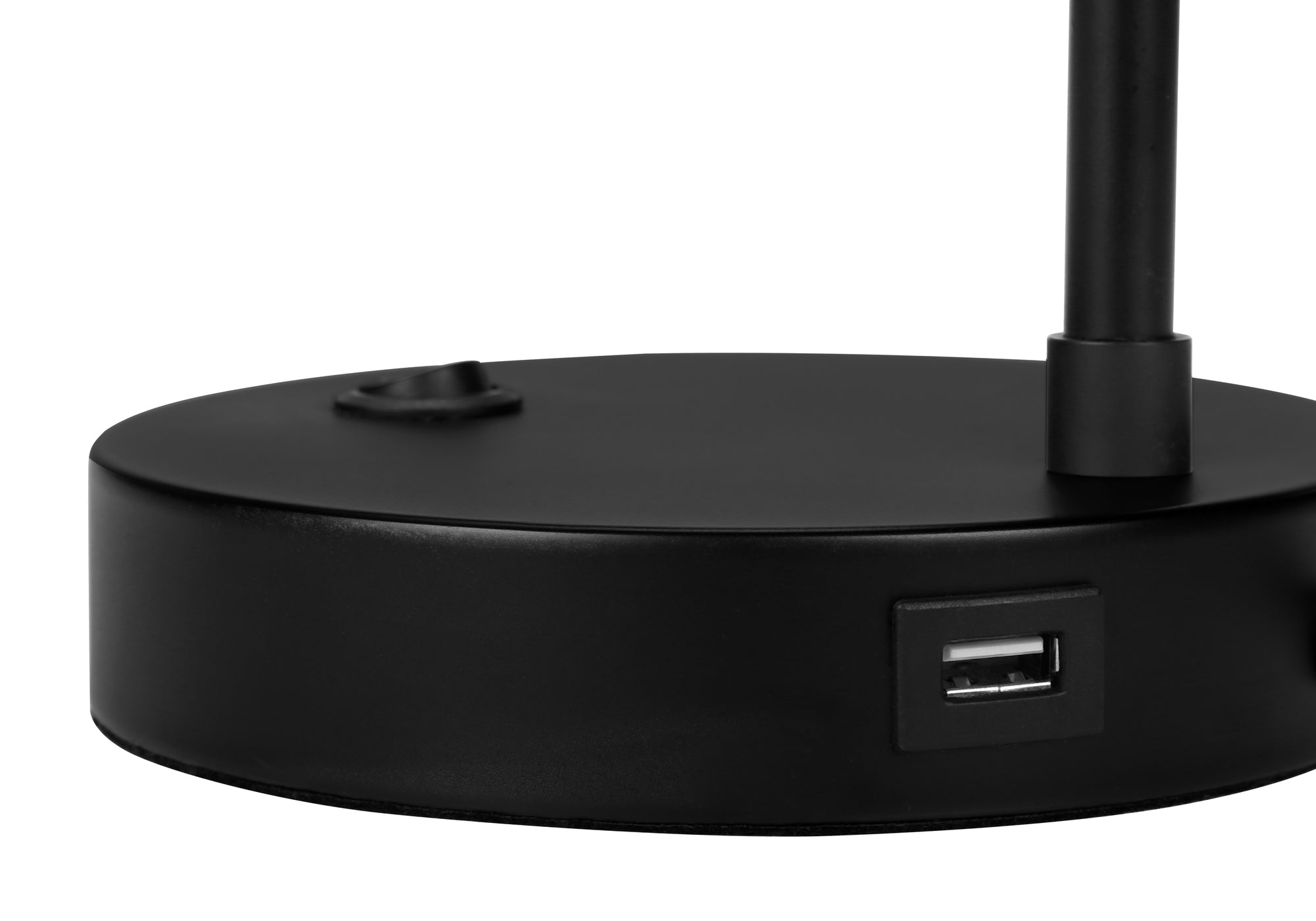 ÉCLAIRAGE - LAMPE DE TABLE 19"H MÉTAL NOIR / ABAT-JOUR IVOIRE /USB