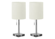 ÉCLAIRAGE - LAMPE DE TABLE 2PCS/17" H MÉTAL NICKEL/IVOIRE/USB