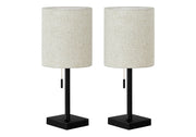 ÉCLAIRAGE - LAMPE DE TABLE 2PCS/17" H MÉTAL NOIR/BEIGE/USB