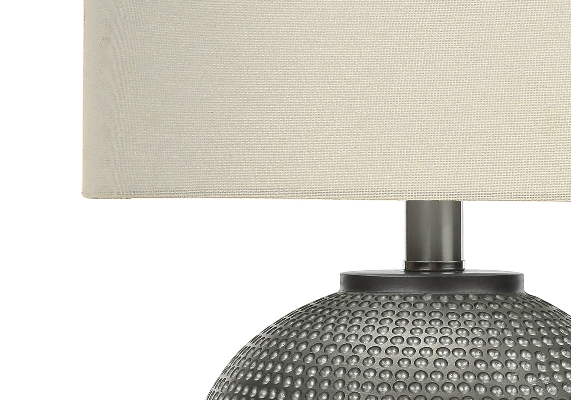 ÉCLAIRAGE - LAMPE DE TABLE 19"H RÉSINE GRIS / ABAT-JOUR IVOIRE