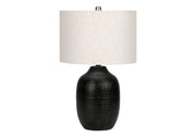 ÉCLAIRAGE - LAMPE DE TABLE 26"H CÉRAMIQUE NOIRE / ABAT-JOUR IVOIRE