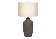 ÉCLAIRAGE - LAMPE DE TABLE 27"H CÉRAMIQUE GRIS / ABAT-JOUR BEIGE