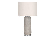 ÉCLAIRAGE - LAMPE DE TABLE 29"H RÉSINE GRIS / ABAT-JOUR IVOIRE