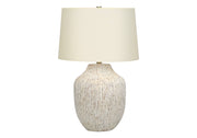 ÉCLAIRAGE - LAMPE DE TABLE 26"H CÉRAMIQUE CRÈME / ABAT-JOUR IVOIRE