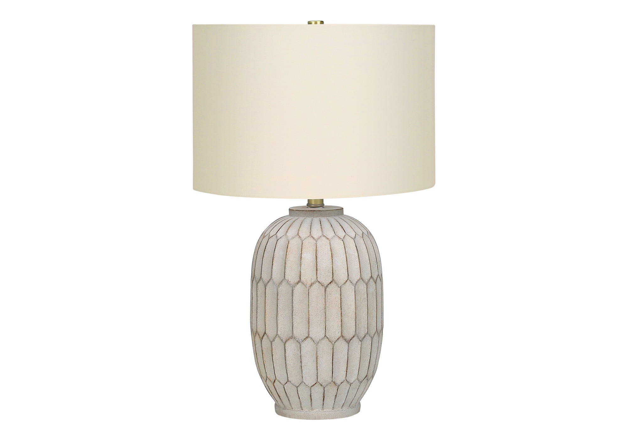 ÉCLAIRAGE - LAMPE DE TABLE 24"H RÉSINE CRÈME / ABAT-JOUR IVOIRE