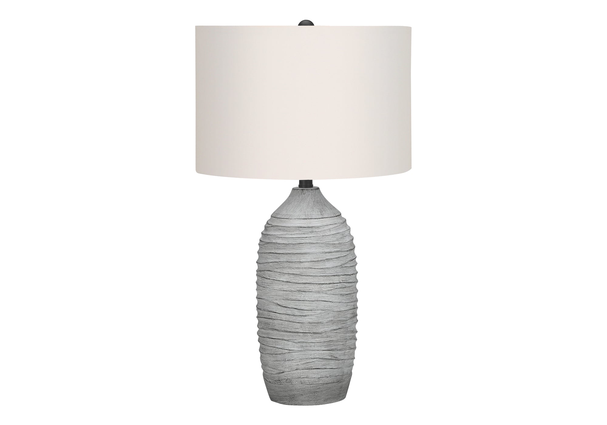ÉCLAIRAGE - LAMPE DE TABLE 27"H RÉSINE GRIS / ABAT-JOUR IVOIRE