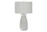 ÉCLAIRAGE - LAMPE DE TABLE 27"H CÉRAMIQUE GRIS / ABAT-JOUR GRIS