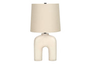ÉCLAIRAGE - LAMPE DE TABLE 25"H RÉSINE CRÈME / ABAT-JOUR BEIGE