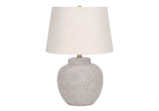 ÉCLAIRAGE - LAMPE DE TABLE 22"H BÉTON CRÈME / ABAT-JOUR IVOIRE