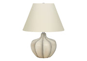 ÉCLAIRAGE - LAMPE DE TABLE 21"H RÉSINE CRÈME / ABAT-JOUR IVOIRE