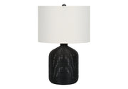 ÉCLAIRAGE - LAMPE DE TABLE 23"H ROTIN NOIR / ABAT-JOUR IVOIRE