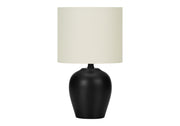 ÉCLAIRAGE - LAMPE DE TABLE 17" H CÉRAMIQUE NOIRE / ABAT-JOUR IVOIRE
