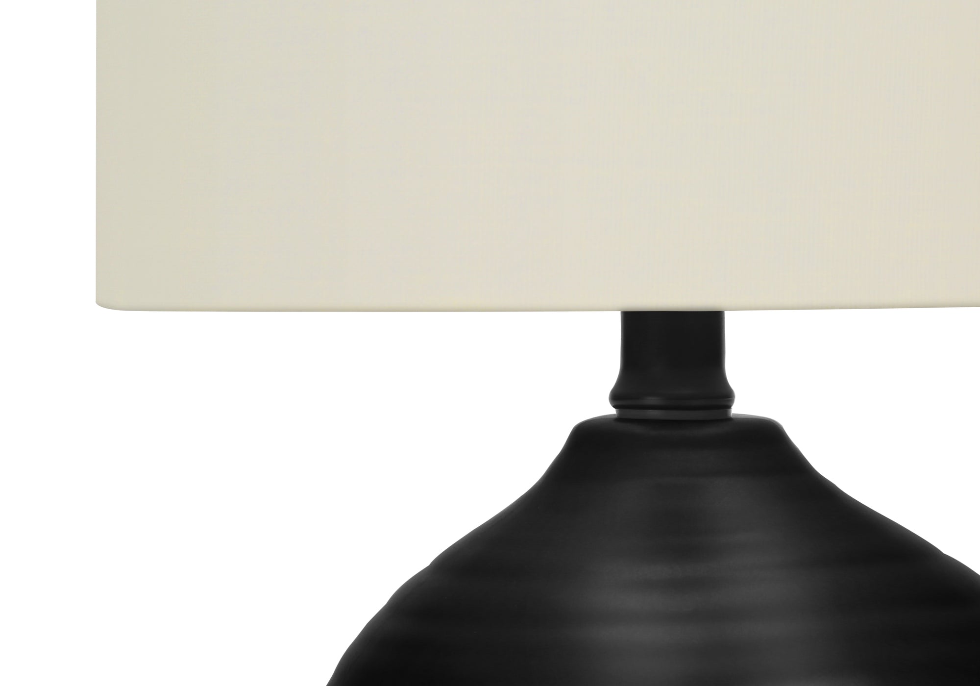 ÉCLAIRAGE - LAMPE DE TABLE 17" H CÉRAMIQUE NOIRE / ABAT-JOUR IVOIRE