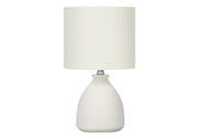 ÉCLAIRAGE - LAMPE DE TABLE 17" H CÉRAMIQUE CRÈME / ABAT-JOUR IVOIRE