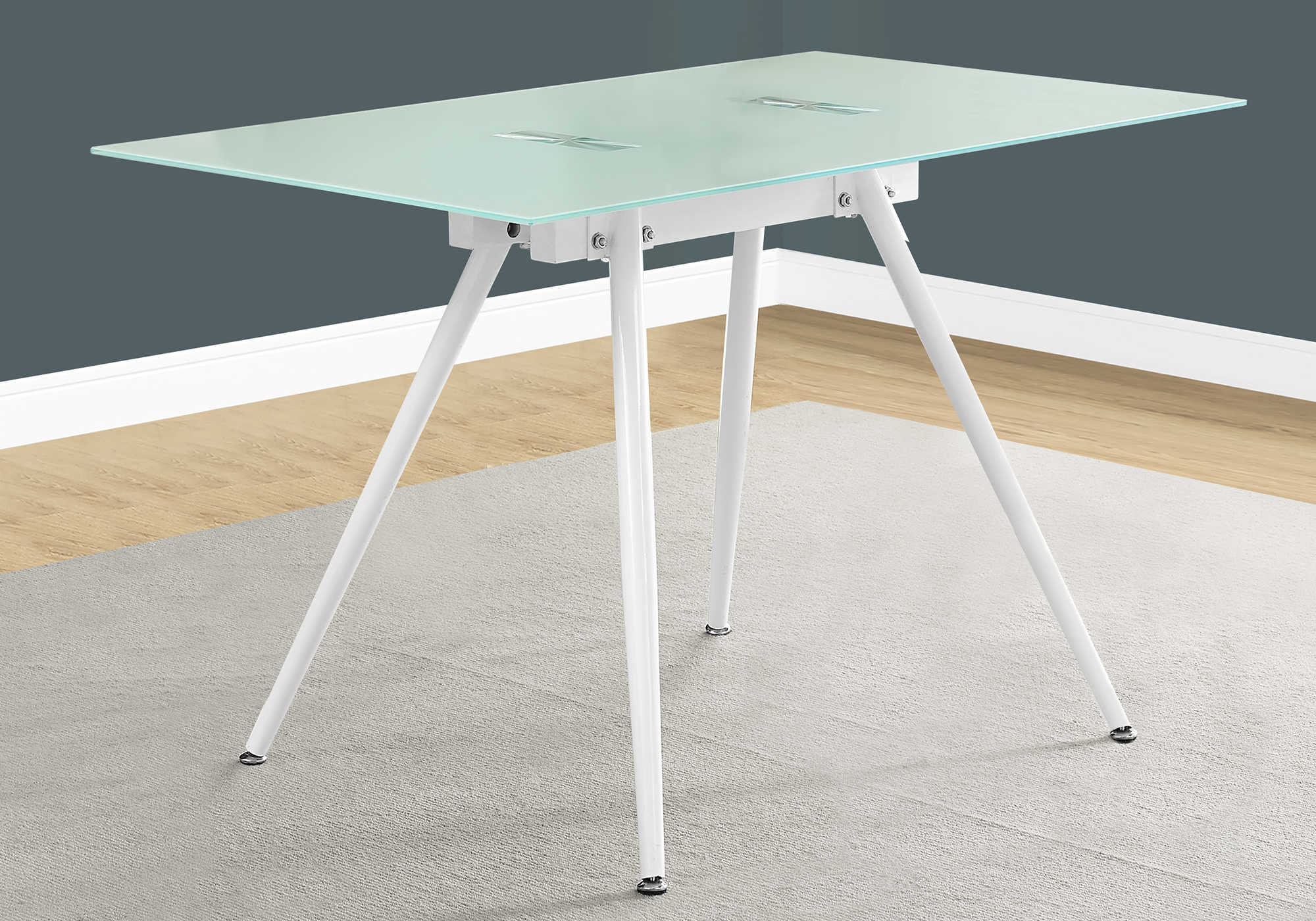 BUREAU D'ORDINATEUR - 28"X 48" / BLANC / VERRE TREMPÉ 8MM ( Meuble Mtl )