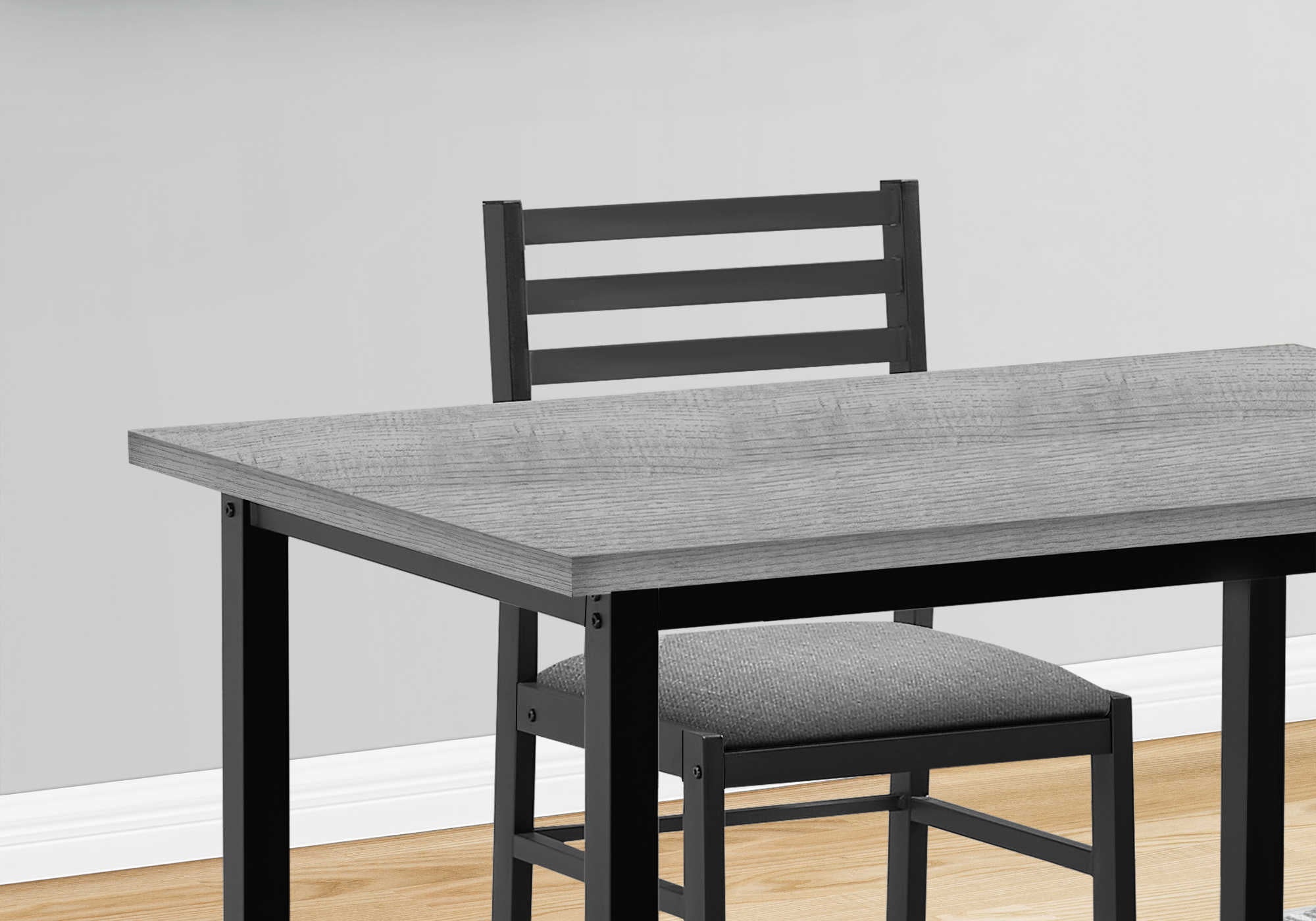 ENSEMBLE À SALLE À MANGER - 5PCS / PLATEAU GRIS / MÉTAL NOIR