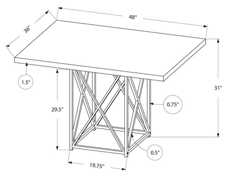 TABLE A MANGER - 36"X 48" / ESPRESSO / METAL CHROME ( Meuble Mtl ) 