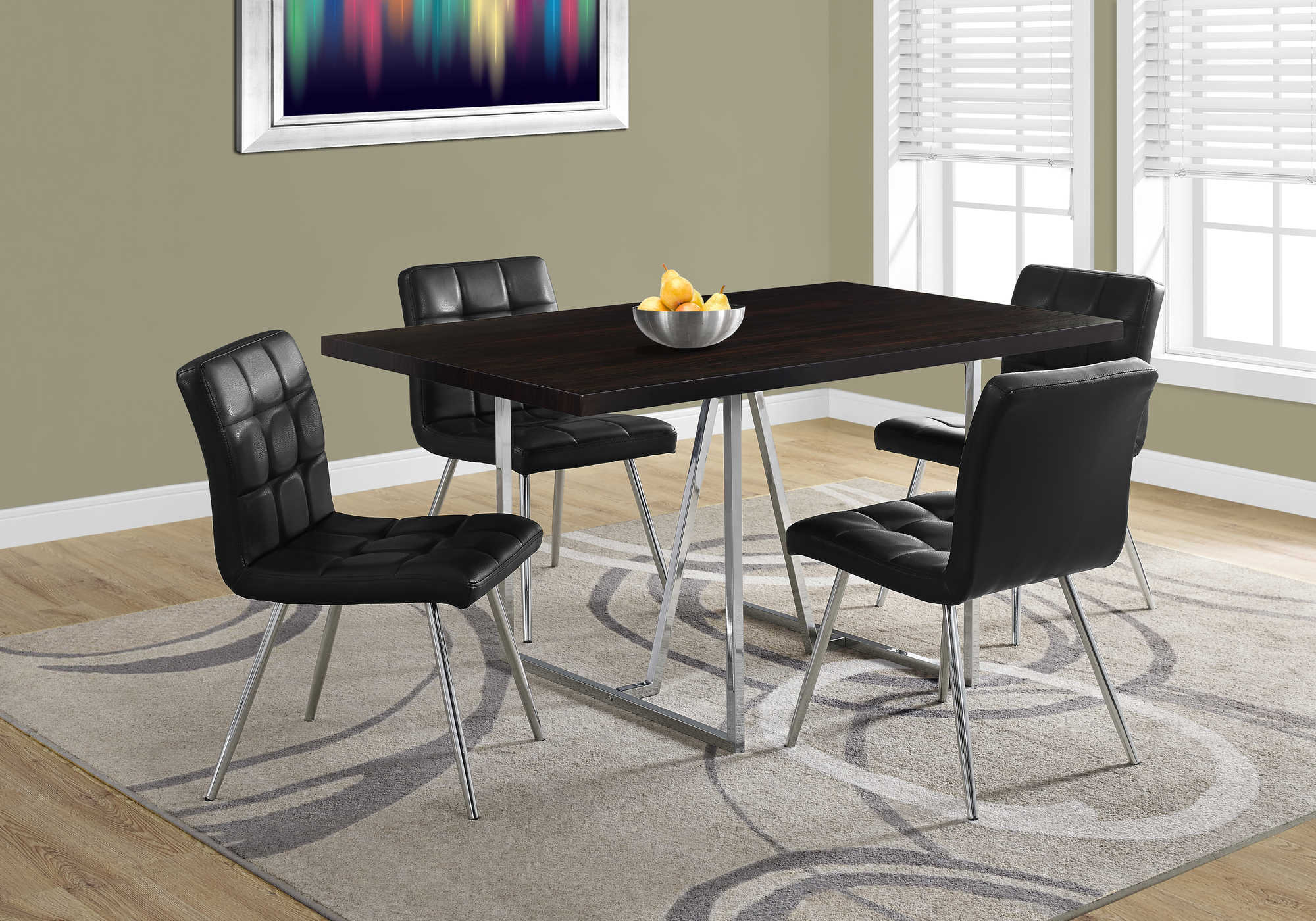 TABLE A MANGER - 36"X 60" / ESPRESSO / METAL CHROME ( Meuble Mtl )