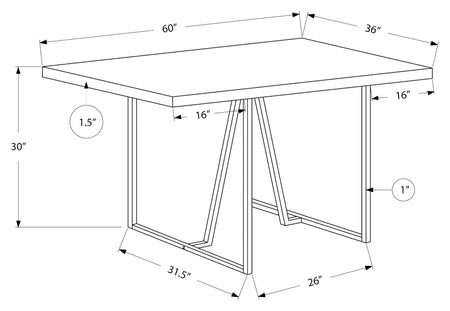 TABLE A MANGER - 36"X 60" / ESPRESSO / METAL CHROME ( Meuble Mtl )