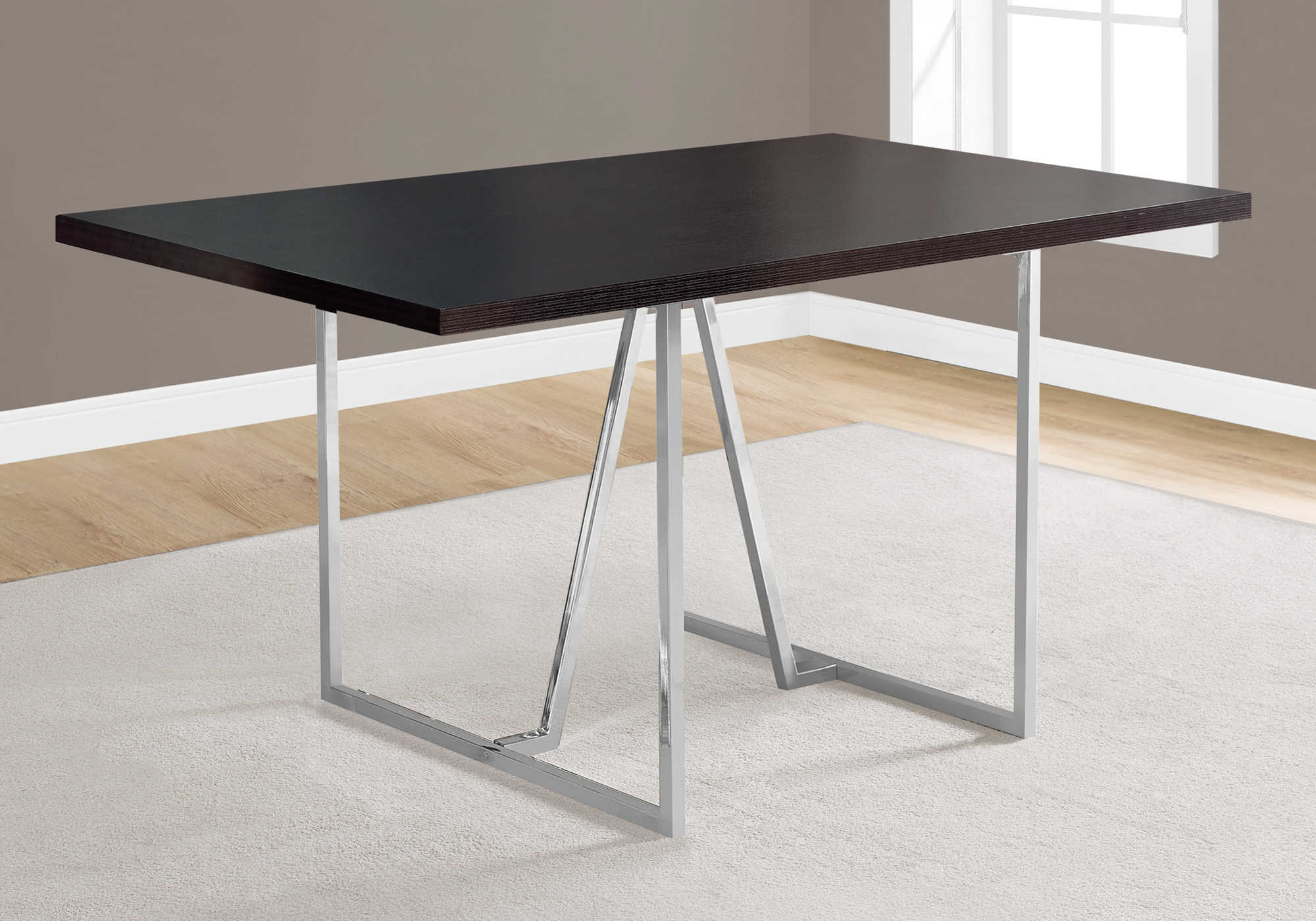 TABLE A MANGER - 36"X 60" / ESPRESSO / METAL CHROME ( Meuble Mtl )
