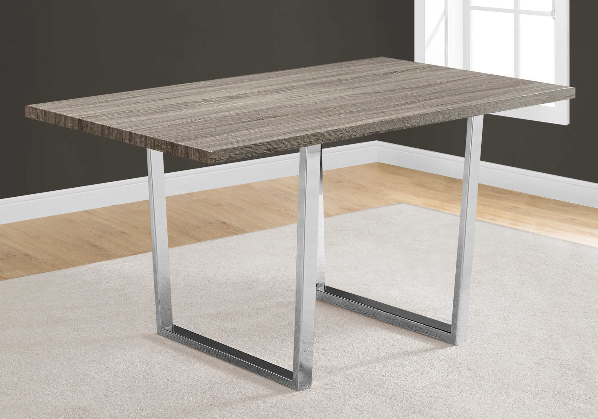 TABLE A MANGER - 36"X 60" / TAUPE FONCE / METAL CHROME ( Meuble Mtl )