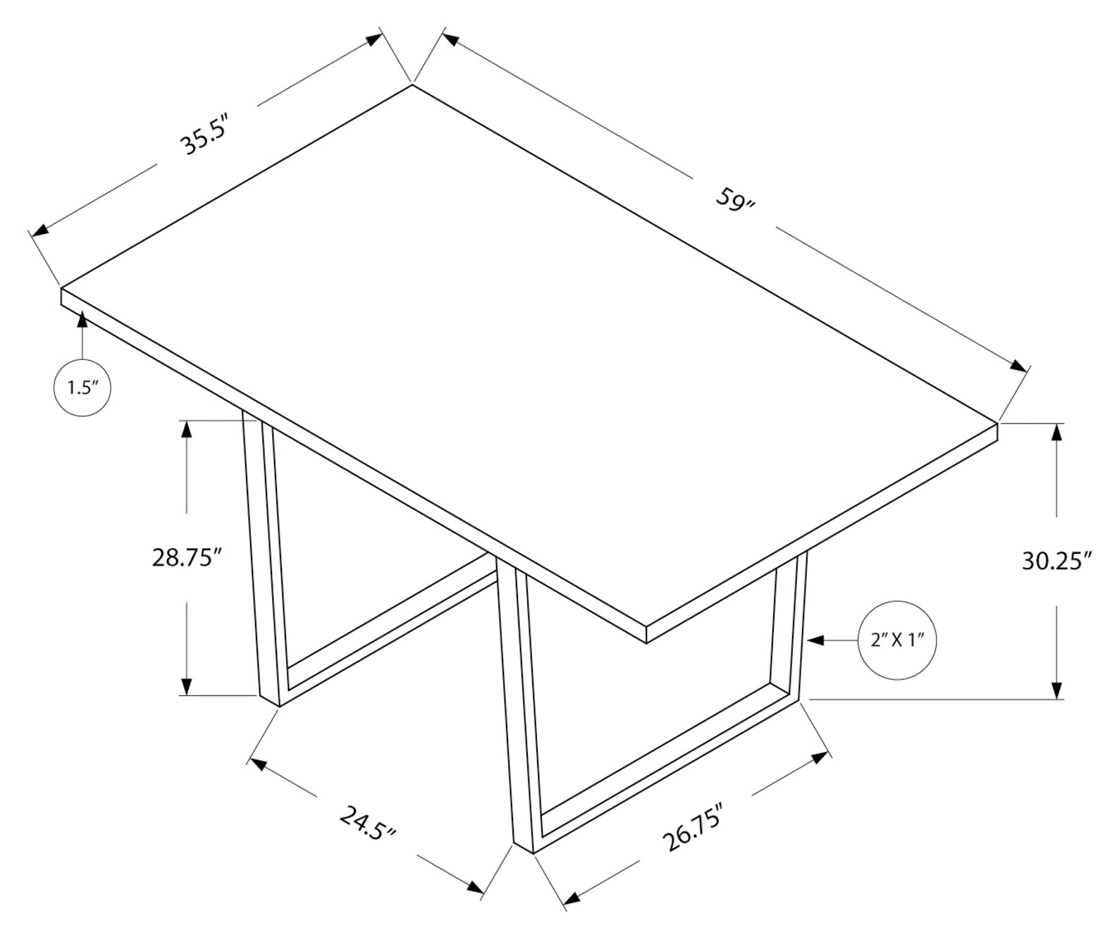 TABLE A MANGER - 36"X 60" / ESPRESSO / METAL CHROME ( Meuble Mtl )