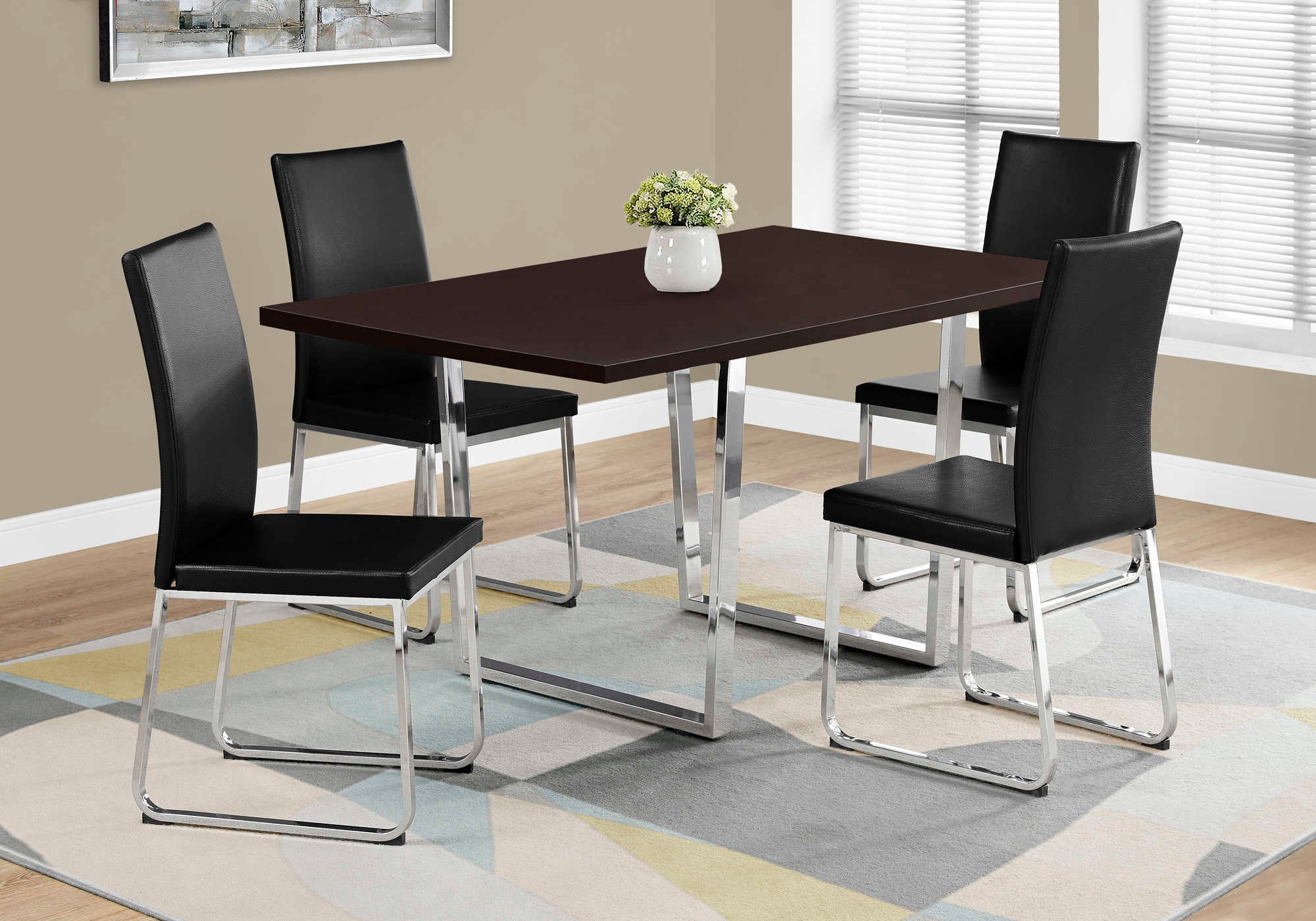 TABLE A MANGER - 36"X 60" / ESPRESSO / METAL CHROME ( Meuble Mtl )