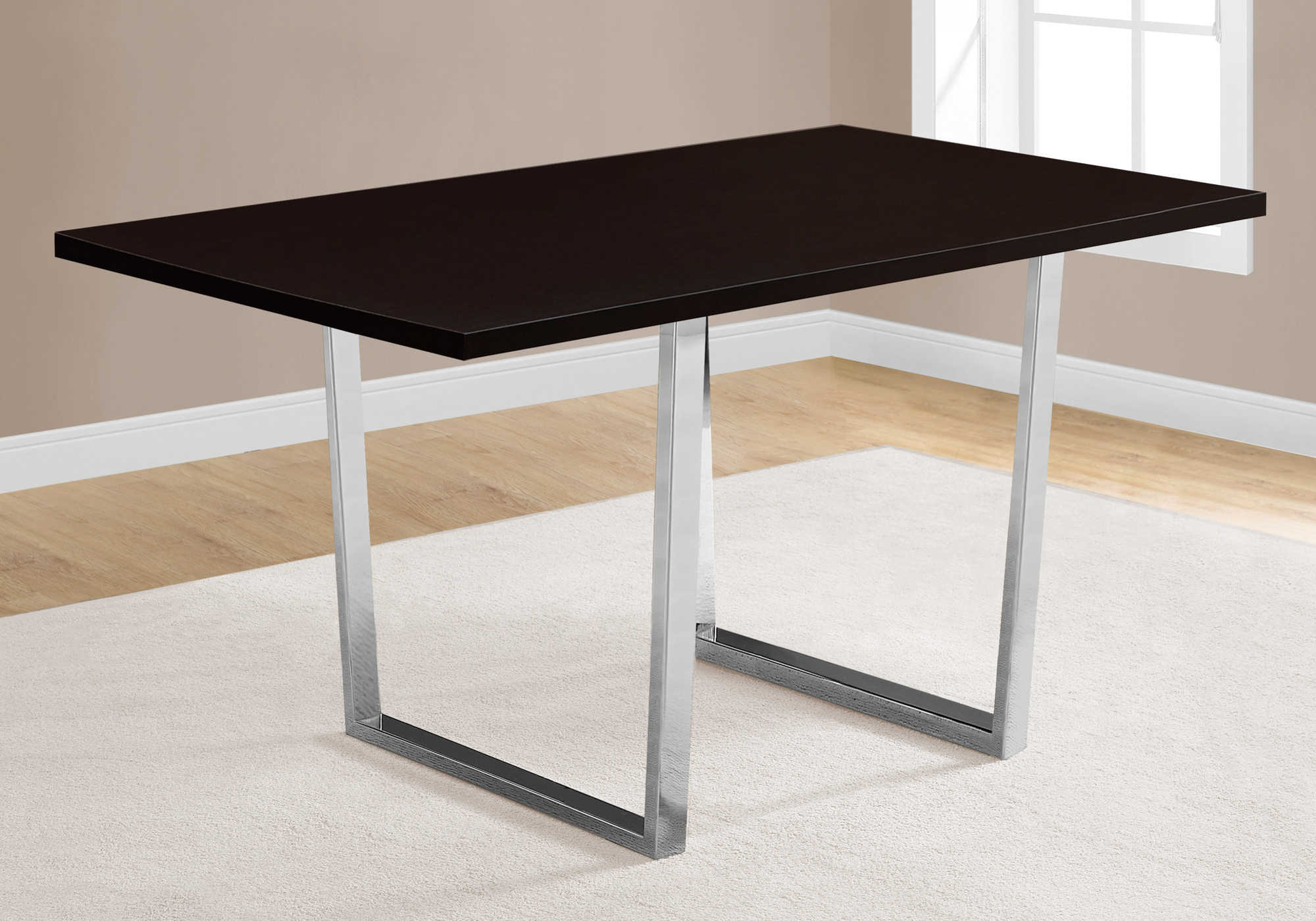 TABLE A MANGER - 36"X 60" / ESPRESSO / METAL CHROME ( Meuble Mtl )