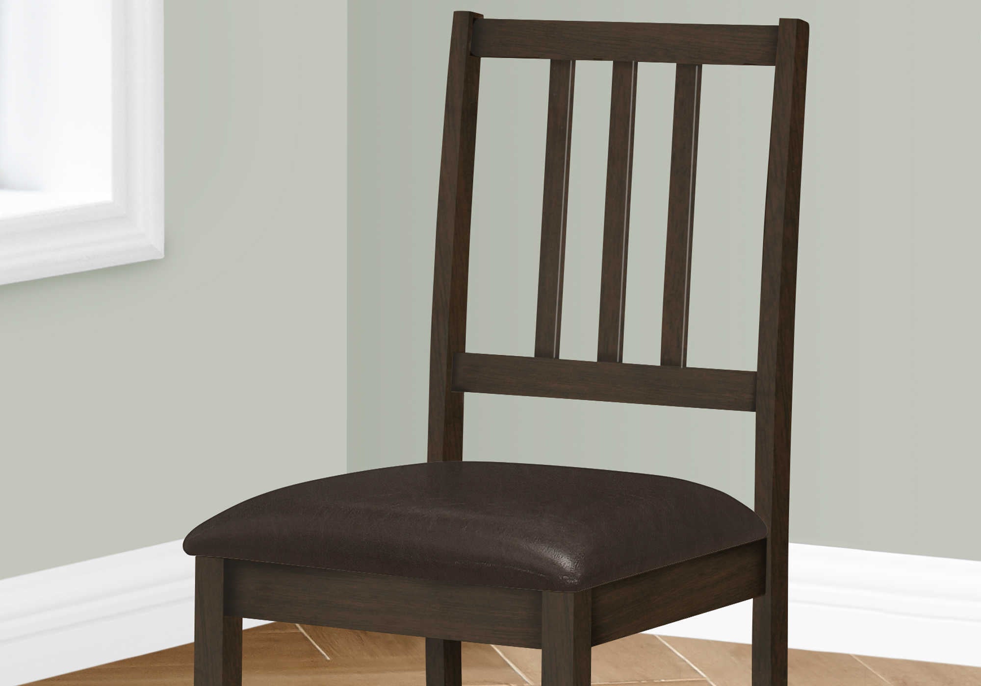 CHAISE DE SALLE À MANGER - 2PCS / 36"H ESPRESSO / SIÈGE EN PU BRUN FONCÉ ( Meuble Mtl )