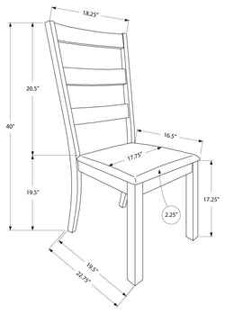 CHAISE DE SALLE À MANGER - 2PCS / 40"H NOYER BRUN / TISSU BEIGE ( Meuble Mtl )