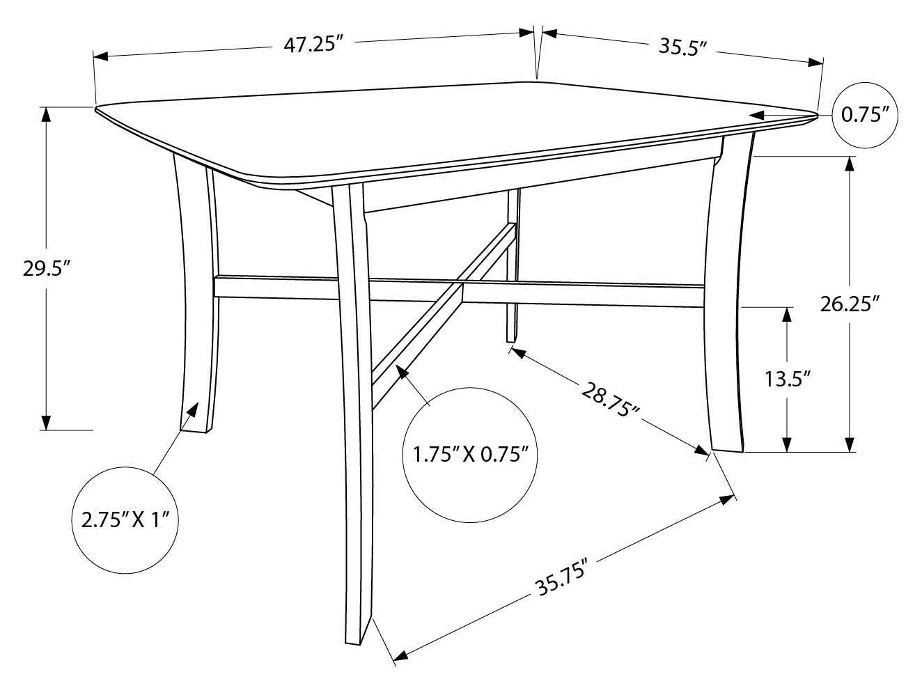 TABLE À MANGER - 36"X 48" / PLATEAU PLACAGE BLANC