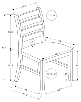 CHAISE DE SALLE À MANGER - 2PCS / 37"H BRUN / SIÈGE PU BRUN FONCÉ