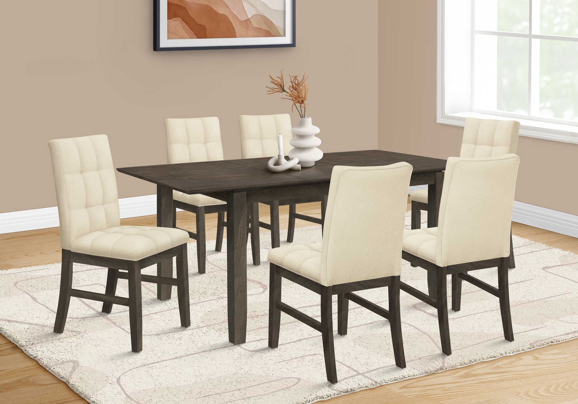 TABLE À MANGER - PLACAGE GRIS 36"X 72" / 18" PANNEAU D'EXTENSION