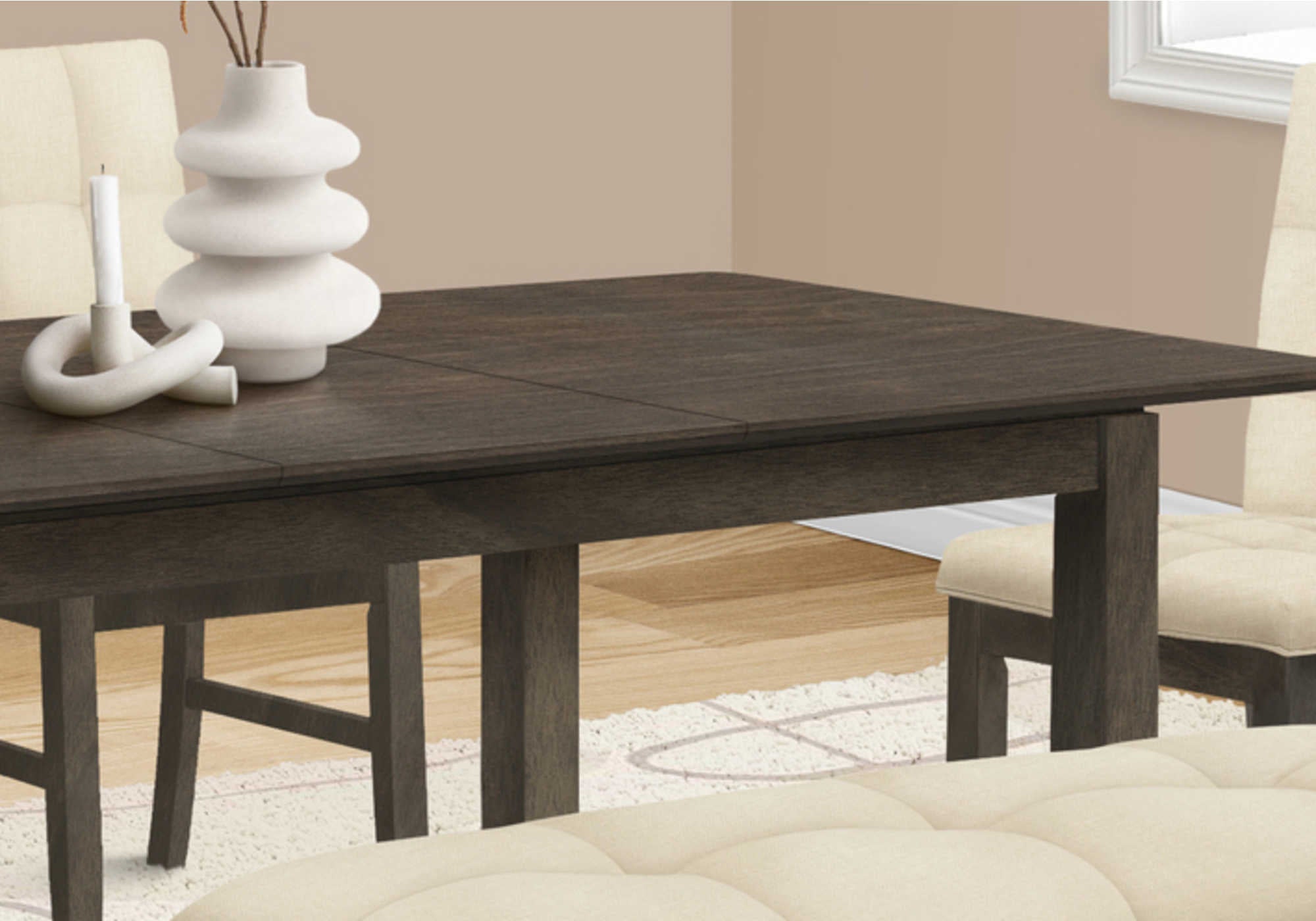 TABLE À MANGER - PLACAGE GRIS 36"X 72" / 18" PANNEAU D'EXTENSION