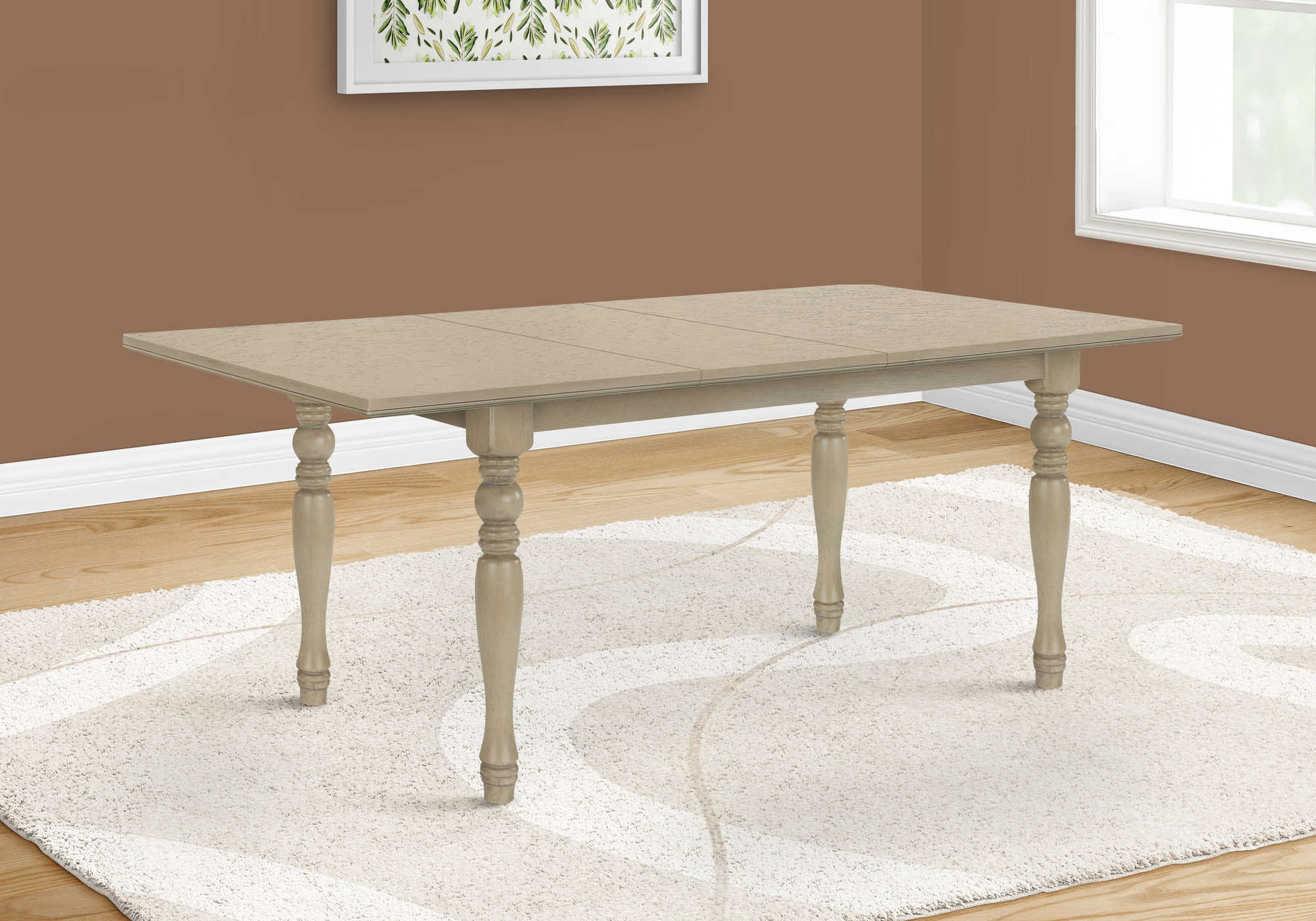 TABLE À MANGER - PLACAGE GRIS ANTIQUE 42"X 78"/18" EXTENSION