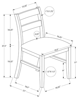 CHAISE À MANGER - 2PCS / 37"H NOYER BRUN / TISSU BRUN