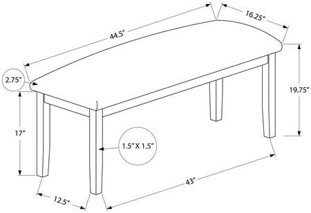 BANC - 44"L / NOYER BRUN / TISSU BRUN