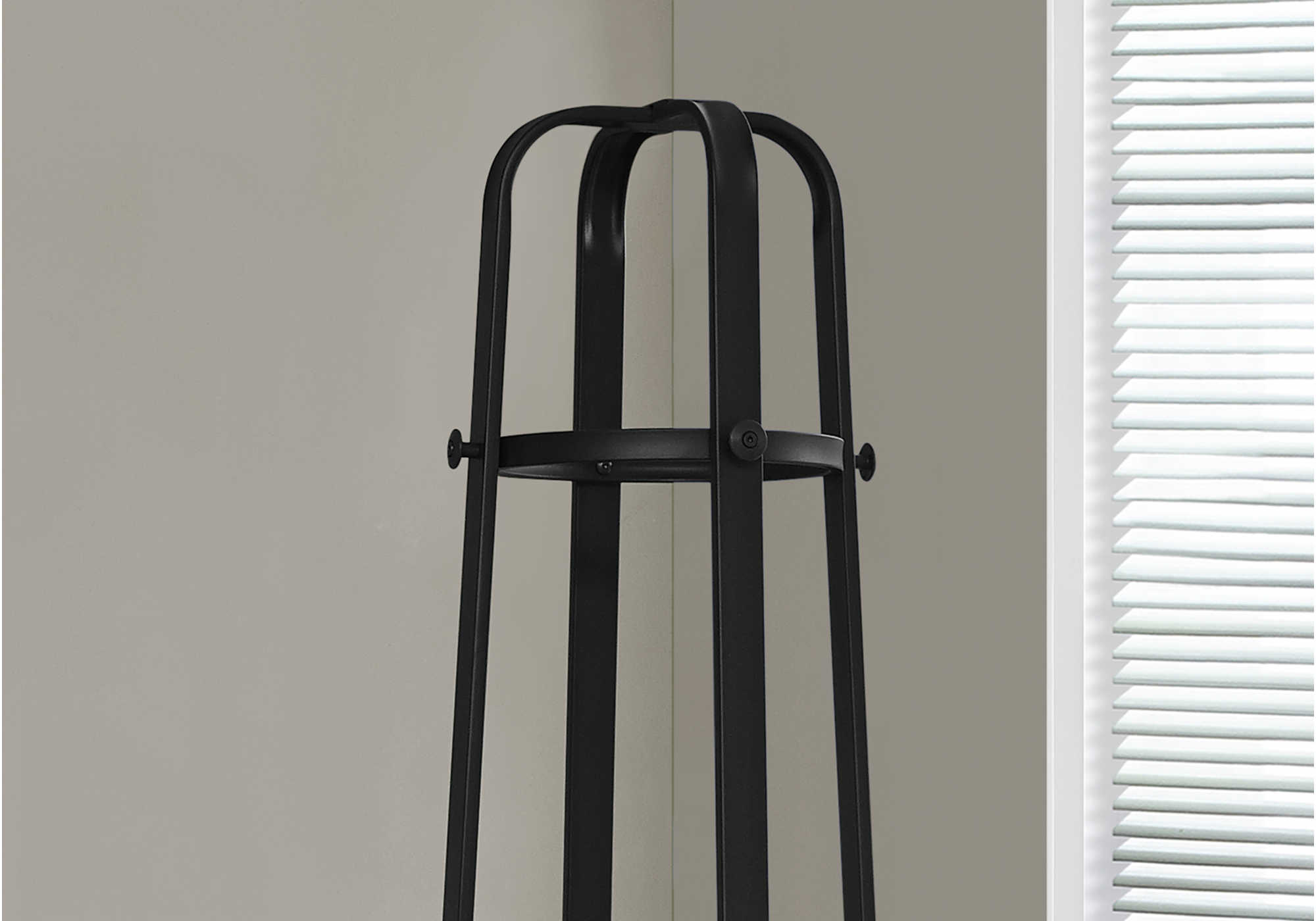 PORTE-MANTEAU - 72"H / MÉTAL NOIR AVEC PORTE PARAPLUIE