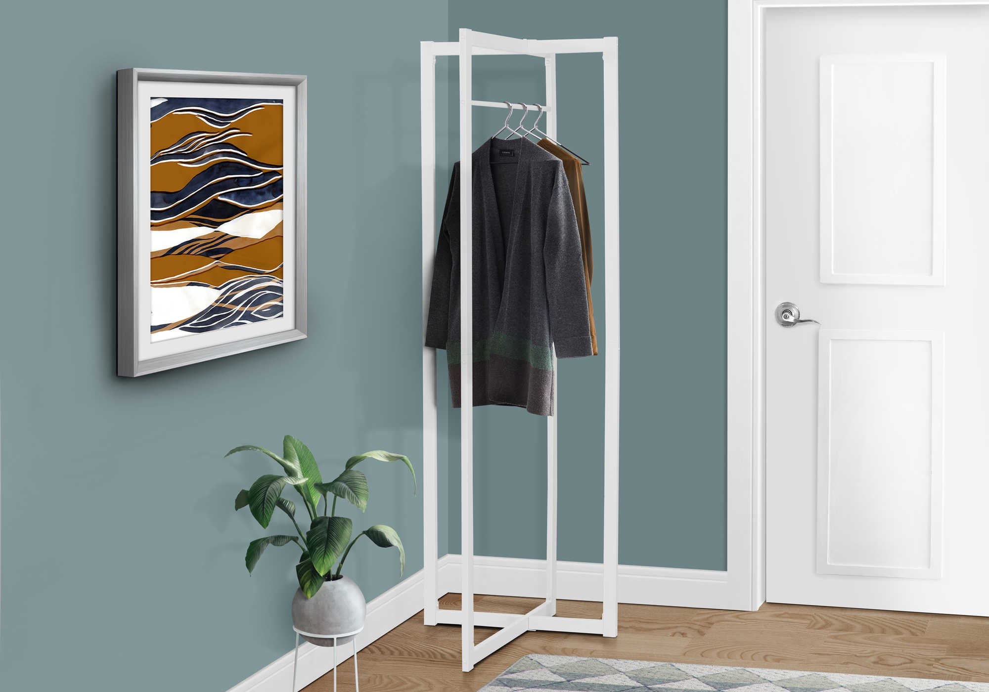 PORTE MANTEAU - 72"H / METAL BLANC ( Meuble Mtl ) 