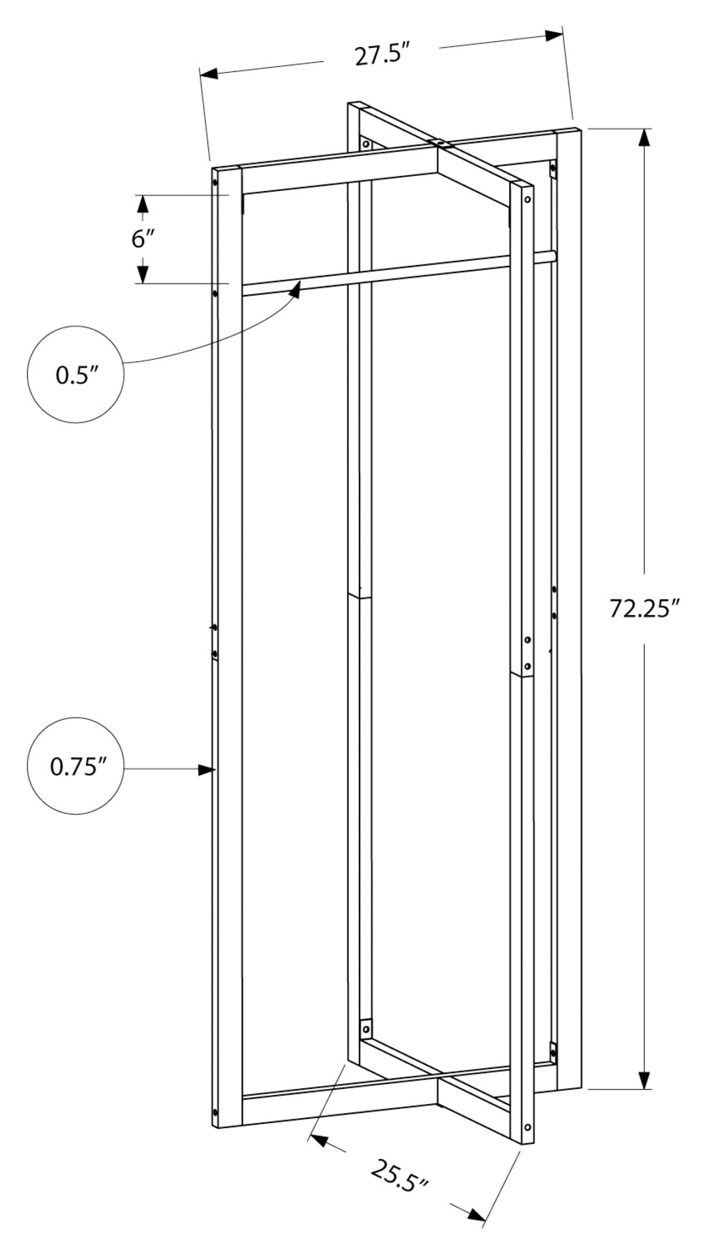 PORTE MANTEAU - 72"H / METAL BLANC ( Meuble Mtl ) 