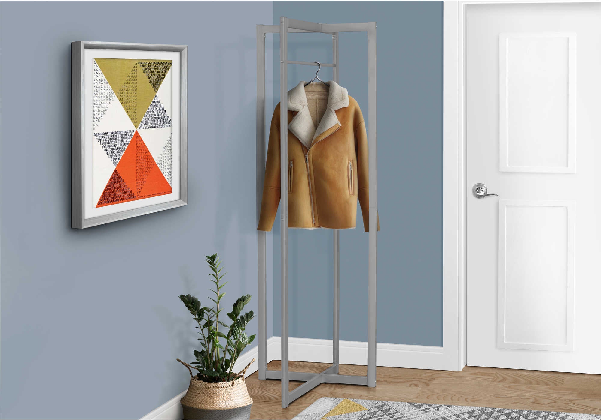 PORTE MANTEAU - 72"H / METAL ARGENT ( Meuble Mtl )