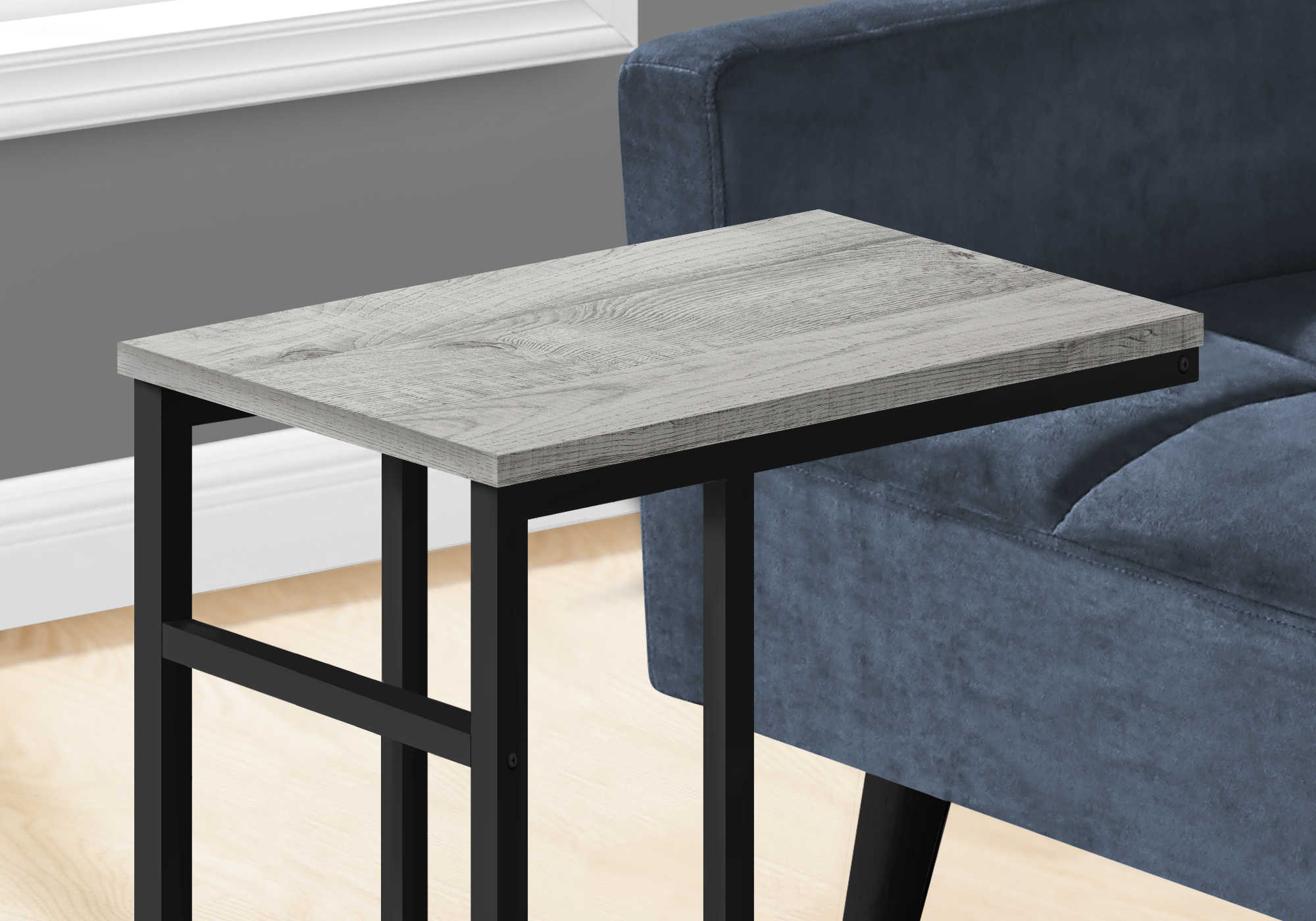TABLE D'APPOINT - 24"H / GRIS / METAL NOIR ( Meuble Mtl )