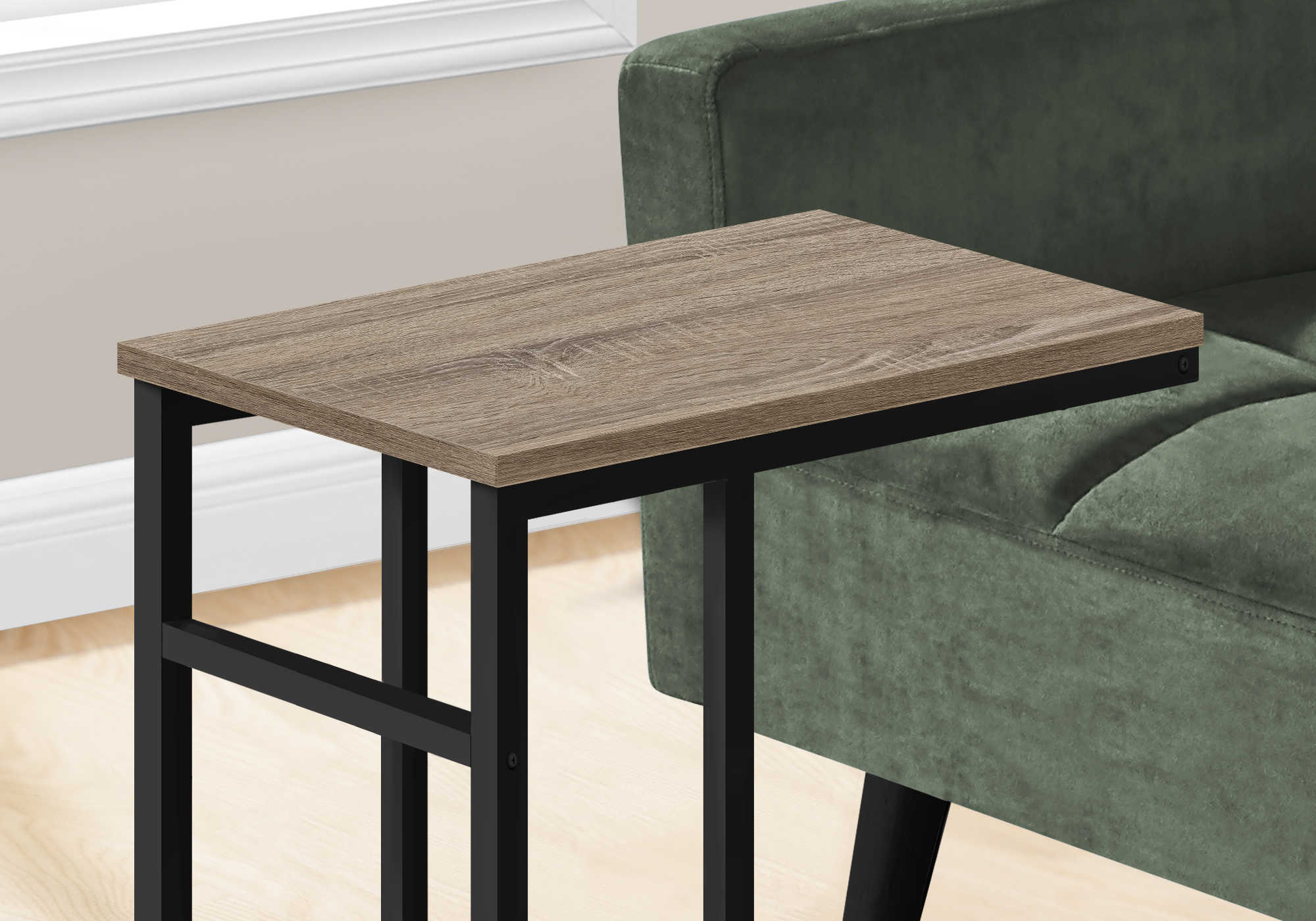 TABLE D'APPOINT - 24"H / TAUPE FONCE / METAL NOIR ( Meuble Mtl ) 