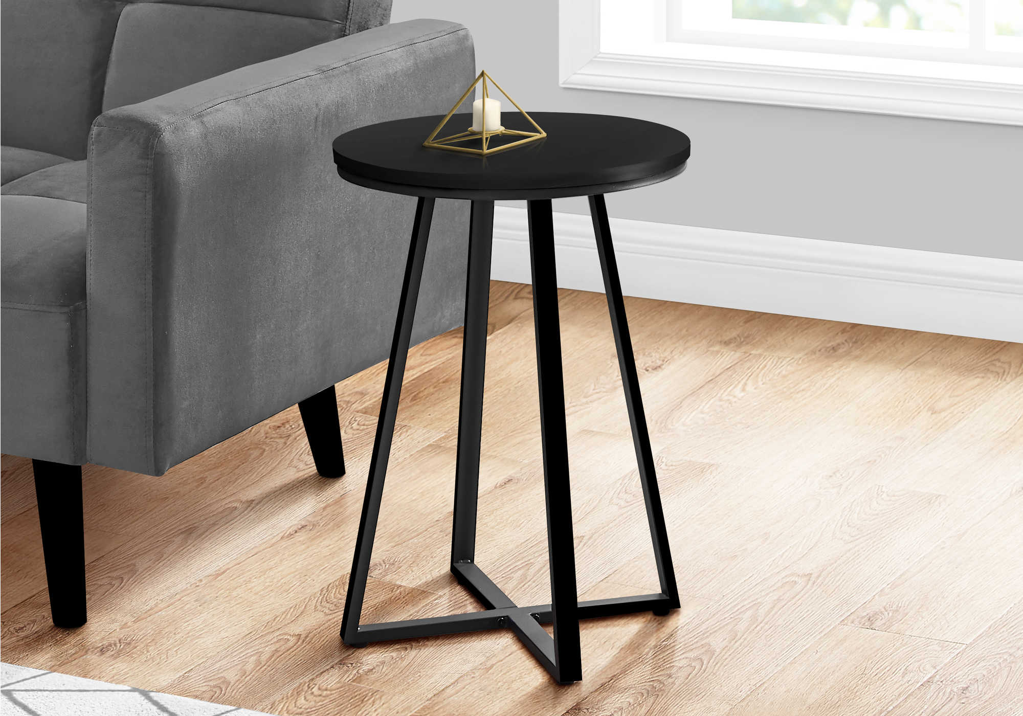 TABLE D'APPOINT - 22"H / NOIR / METAL NOIR ( Meuble Mtl )